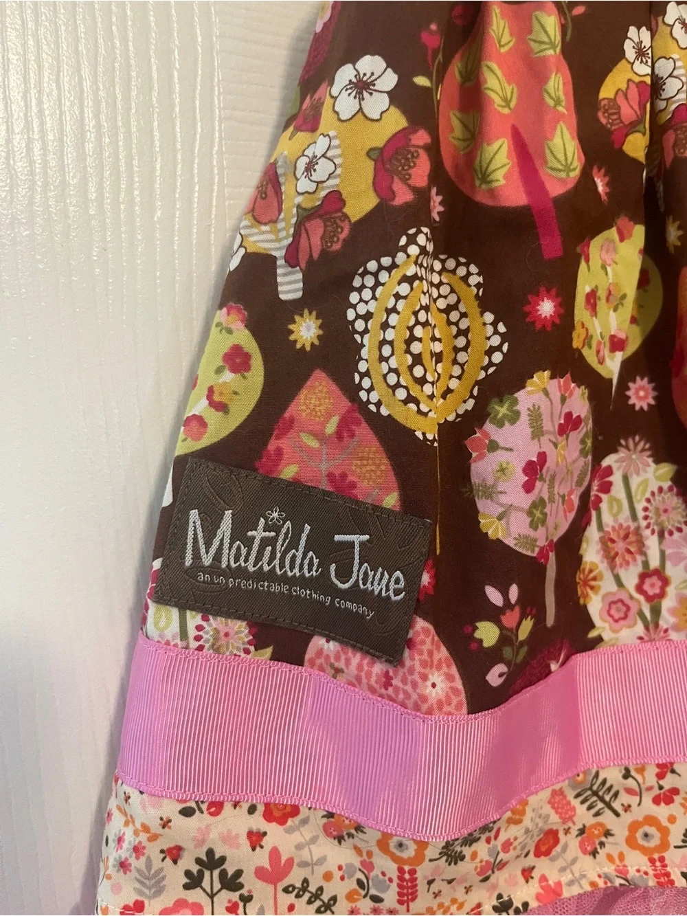 Matilda Jane Brown Floral Dress with Pink Accents